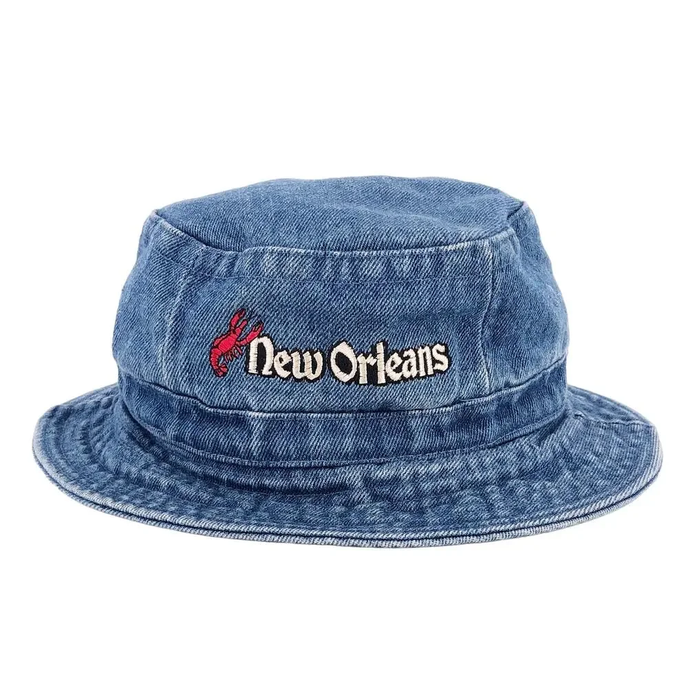 90s denim bucket hat New Orleans crawfish 1990s vintage